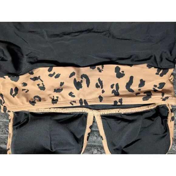 Cupshe NWT Cheetah Plunge Halter One Piece Swimsuit Size S Tummy Control - Picture 7 of 10